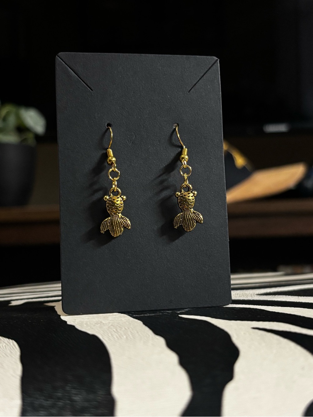 Gold Koi Fish Charm Dangle Earrings - Women Jewelry